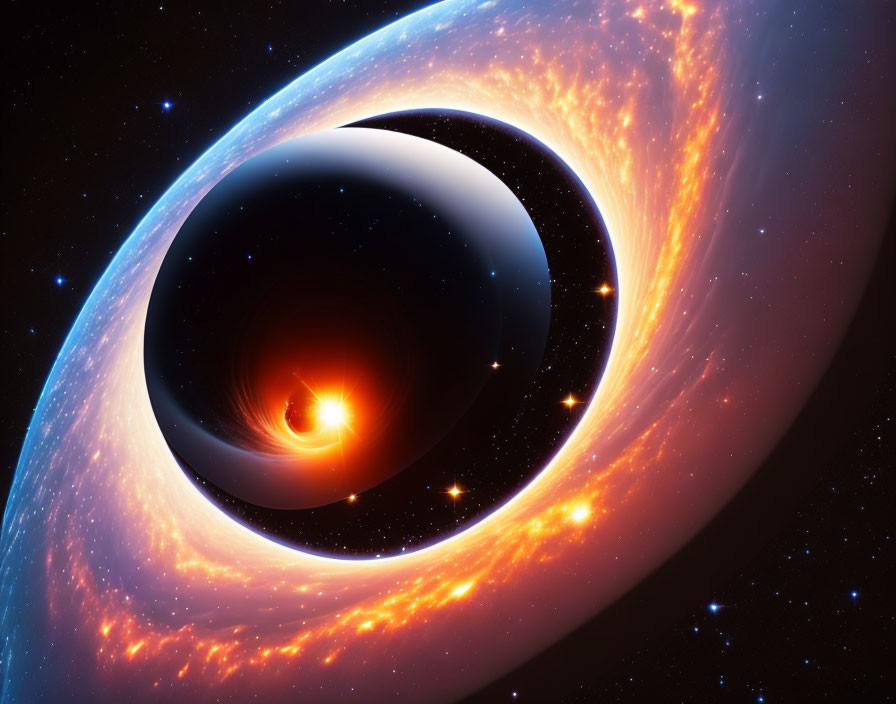 Black Hole Warping Spacetime with Glowing Accretion Disk