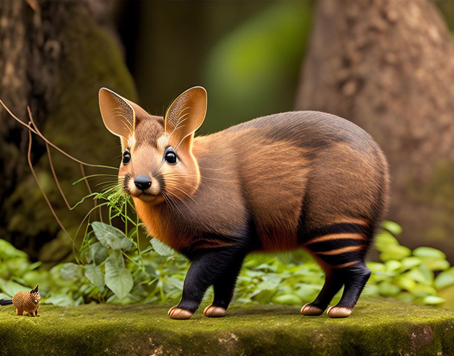 Hybrid Animal Image: Capybara Body, Tiger Stripes, Mouse Head