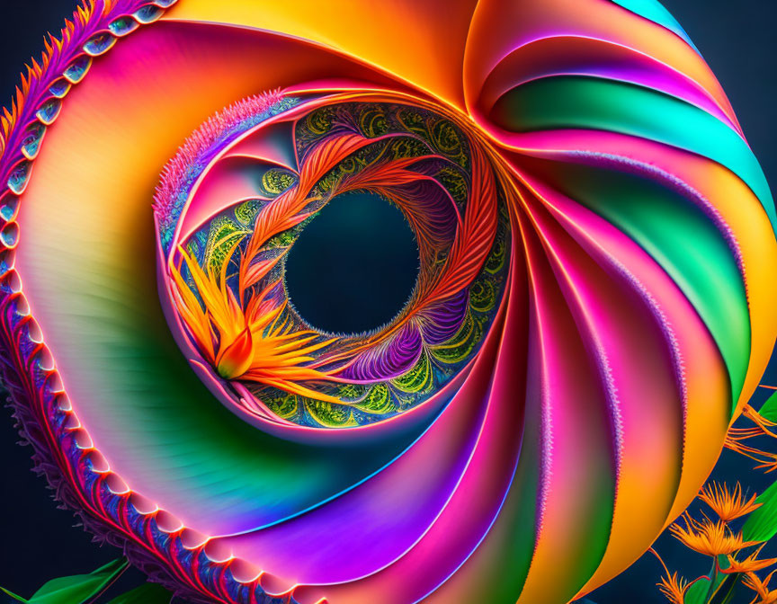 Colorful Abstract Fractal Art with Swirling Patterns and Intricate Details