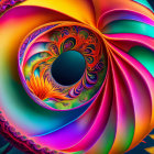 Colorful Abstract Fractal Art with Swirling Patterns and Intricate Details