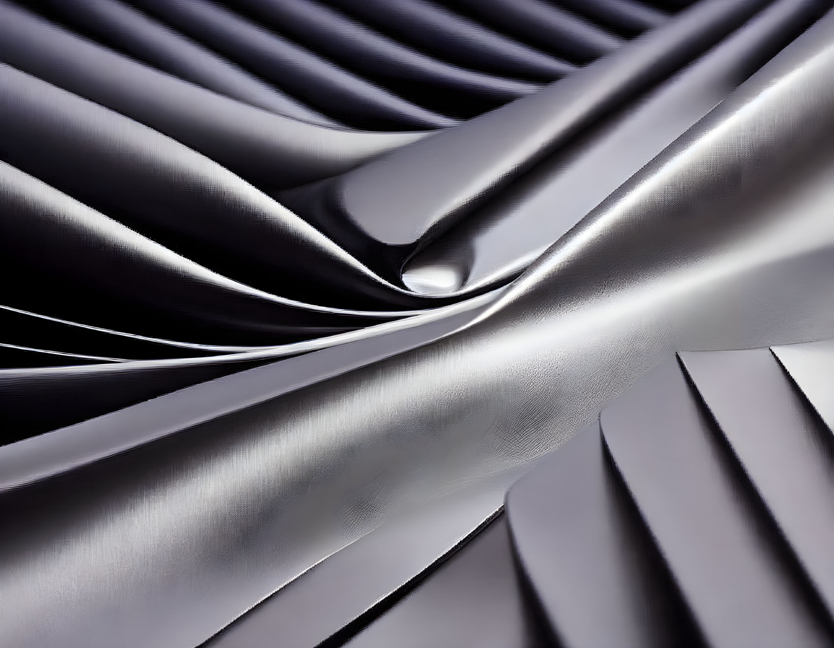 Close-up Abstract Metallic Surfaces with Flowing Curves and Twisted Shapes