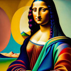 Abstract geometric reinterpretation of Mona Lisa in modern style