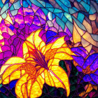 Colorful stained glass window with intricate floral design