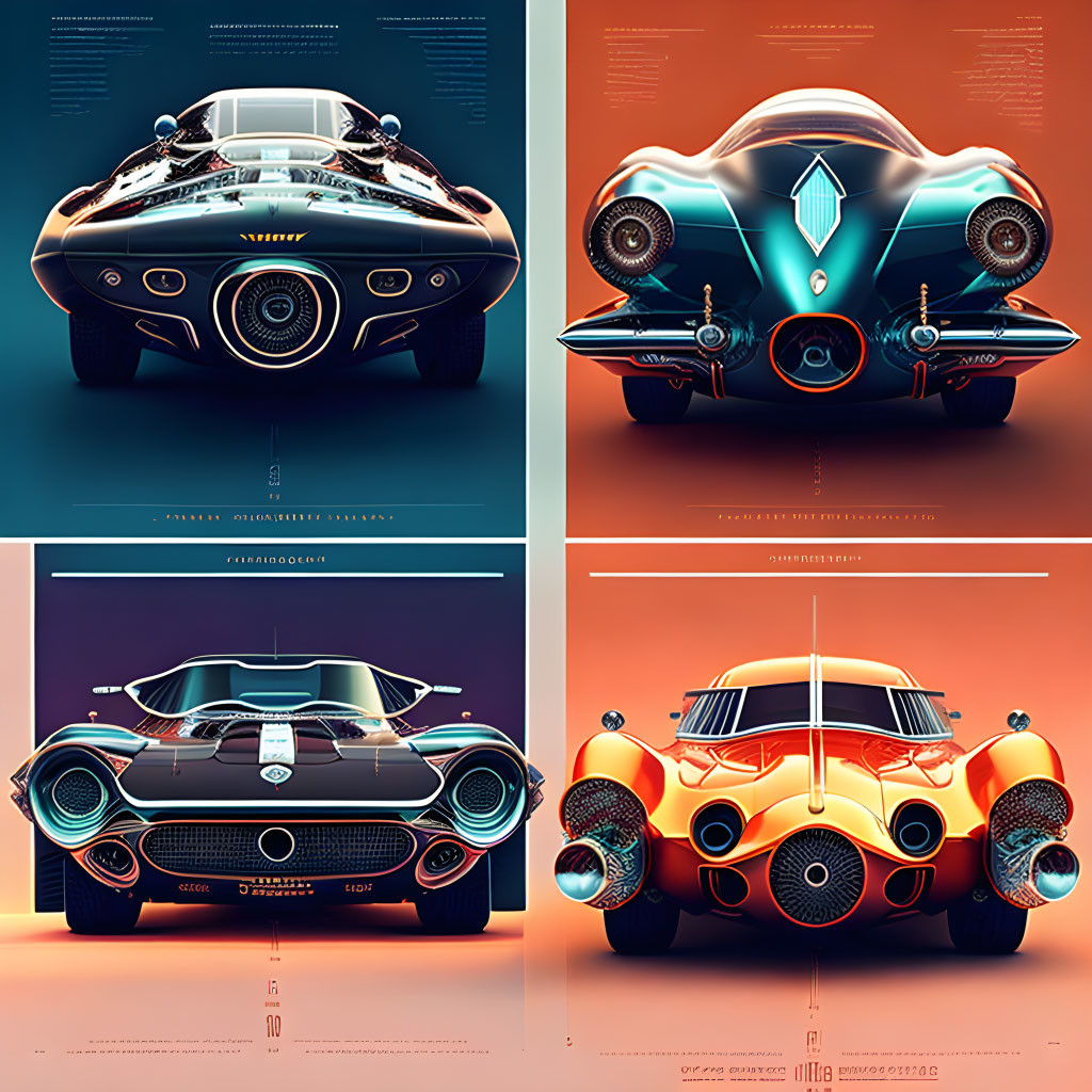 Colorful Vintage Car Poster with Exaggerated Features