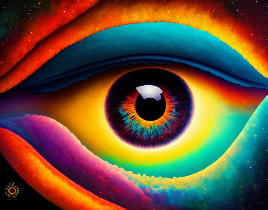 Colorful cosmic eye with surreal nebula patterns.
