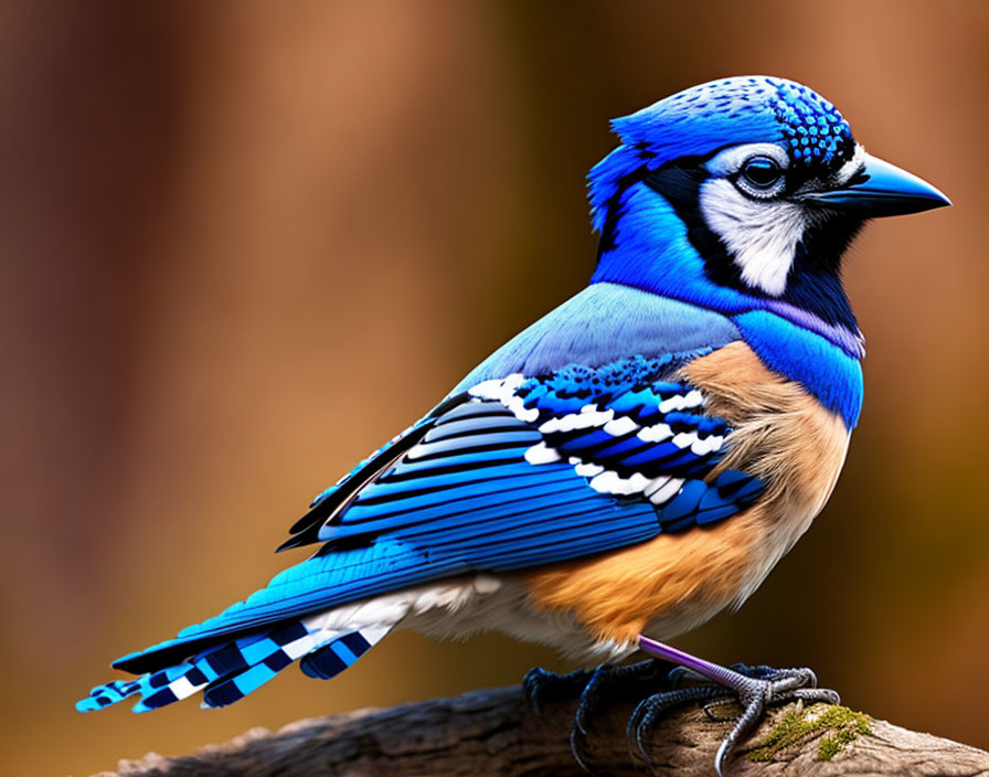 Colorful Blue Jay Perched on Branch in Autumn Setting