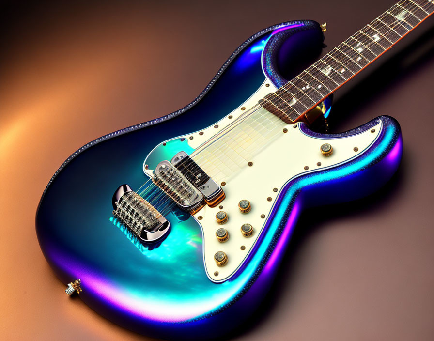 Blue-Purple Glossy Electric Guitar with White Pickguard