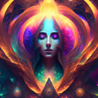 Colorful digital artwork: Woman's face with cosmic, psychedelic elements