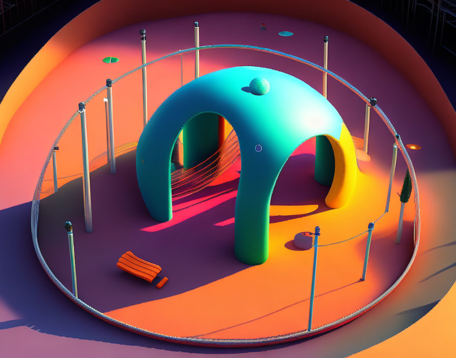 Colorful Dome Structure in Futuristic Playground