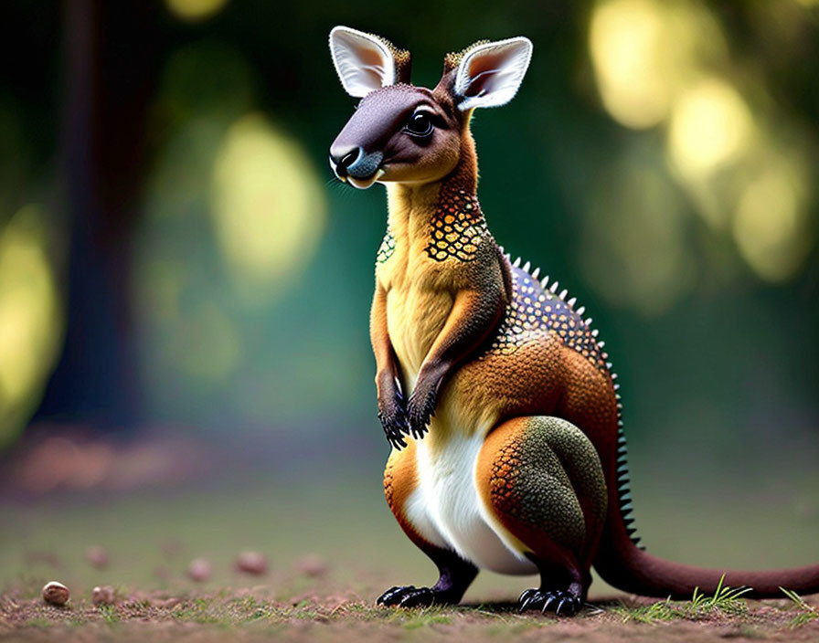 Brown-furred creature with kangaroo-like features on grassy ground