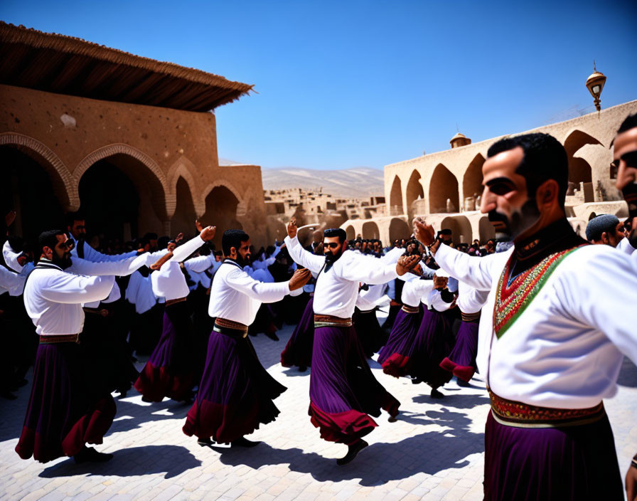 Traditional Attire Dance Performance in Historic Courtyard