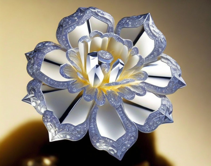 Intricate Blue and Yellow Paper Flower Art Piece