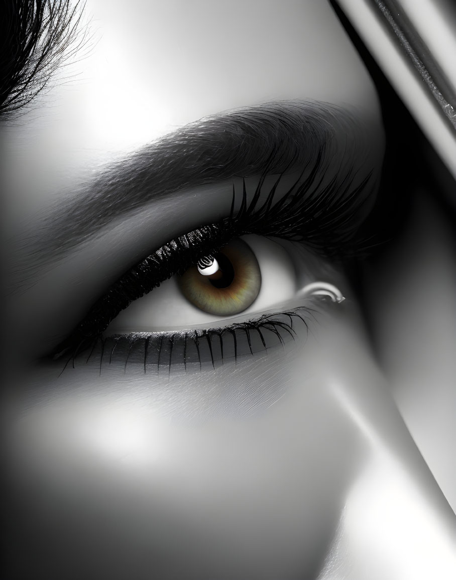 Detailed Close-Up of Eye with Black Eyeliner and Long Eyelashes