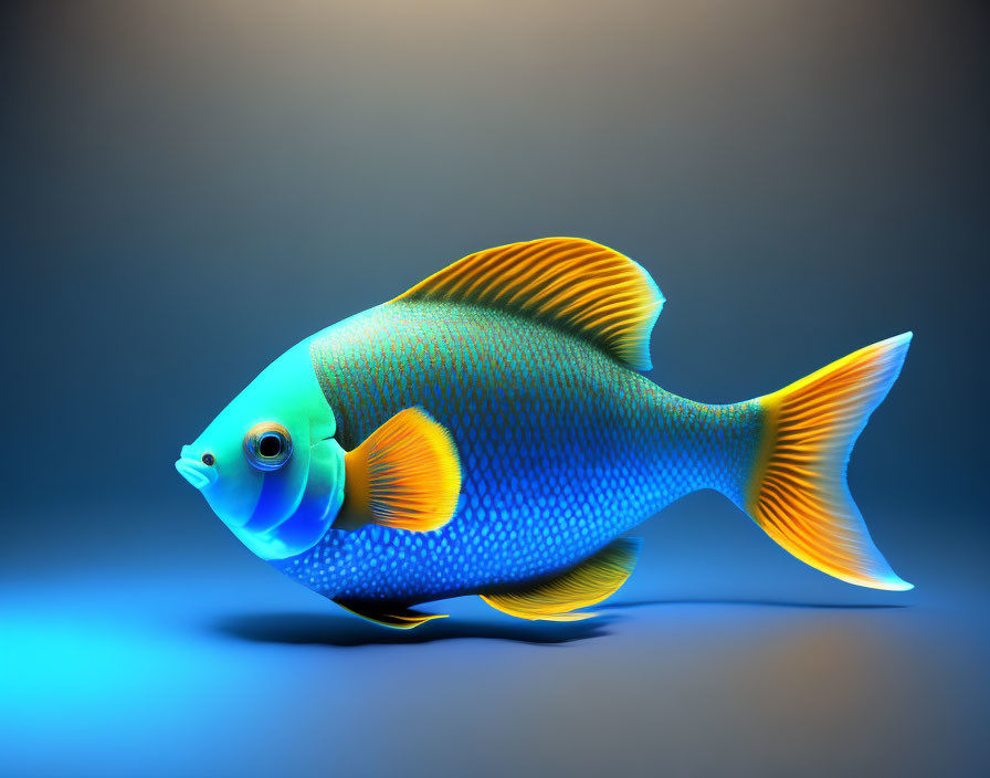 Colorful Fish Digital Illustration with Blue and Orange Scales