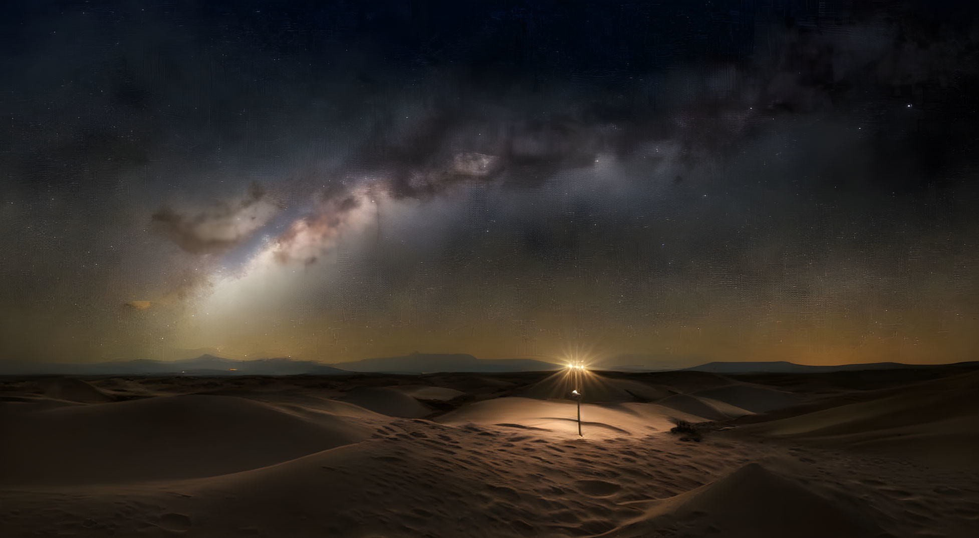 Stunning Milky Way over desert sand dunes at night