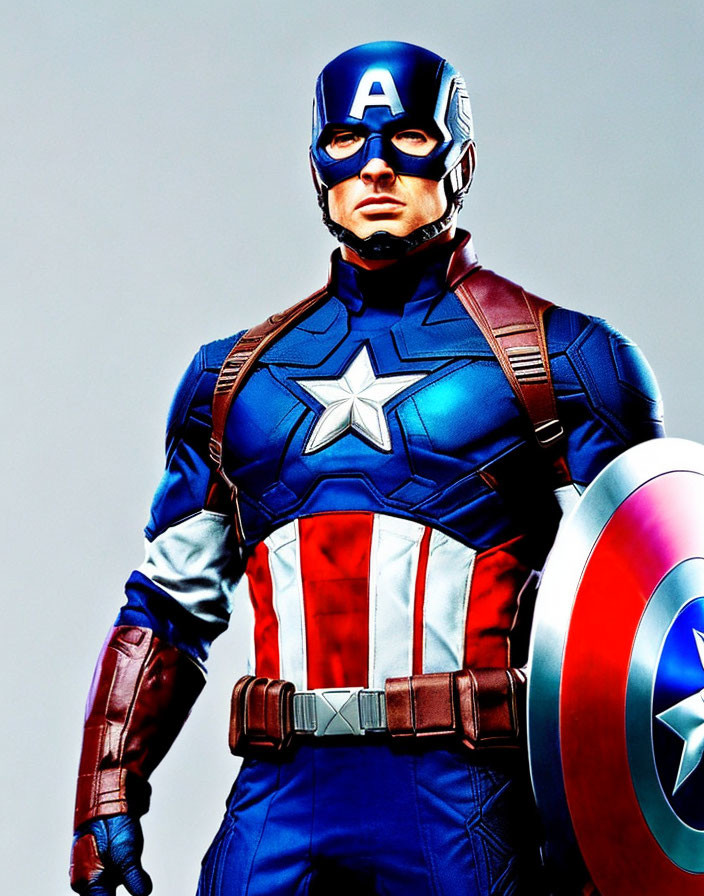 Person in Captain America Costume with Shield