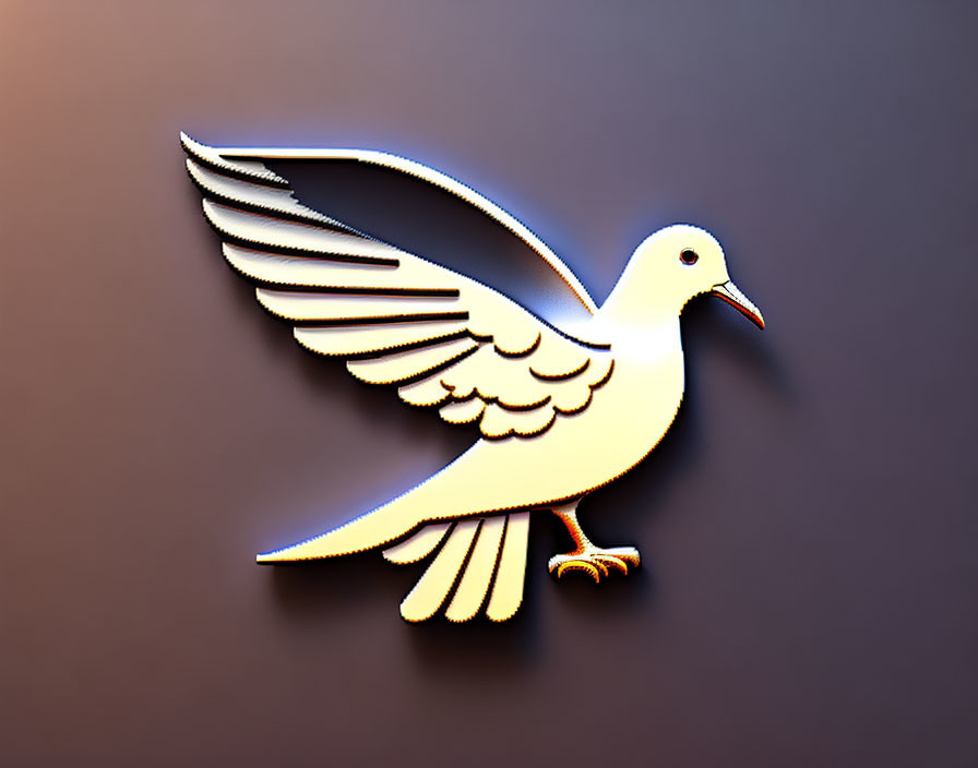 White Dove in Flight Illustration on Dark Background