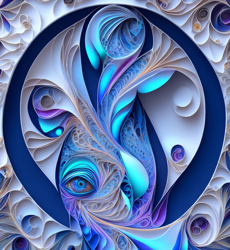 Intricate Blue and Purple Fractal Patterns