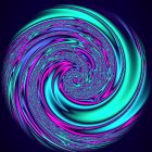 Colorful swirling galaxy-like digital artwork in blues and purples.