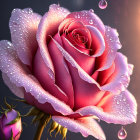 Detailed Pink Roses Digital Painting on Dark Background