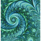 Abstract teal, blue, and gold face with swirling patterns