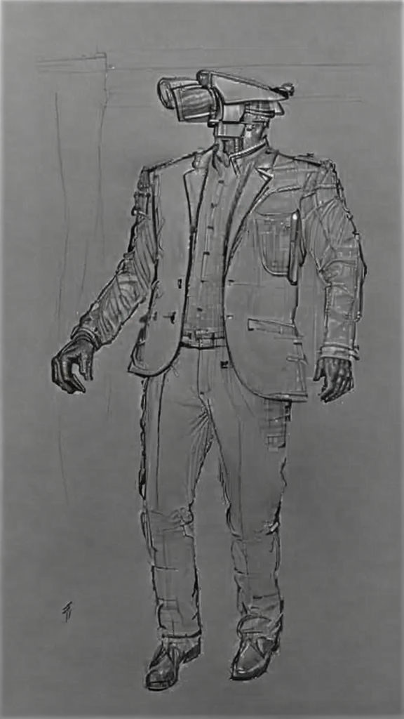 Sketch of person in suit with hammerhead shark head for surreal look