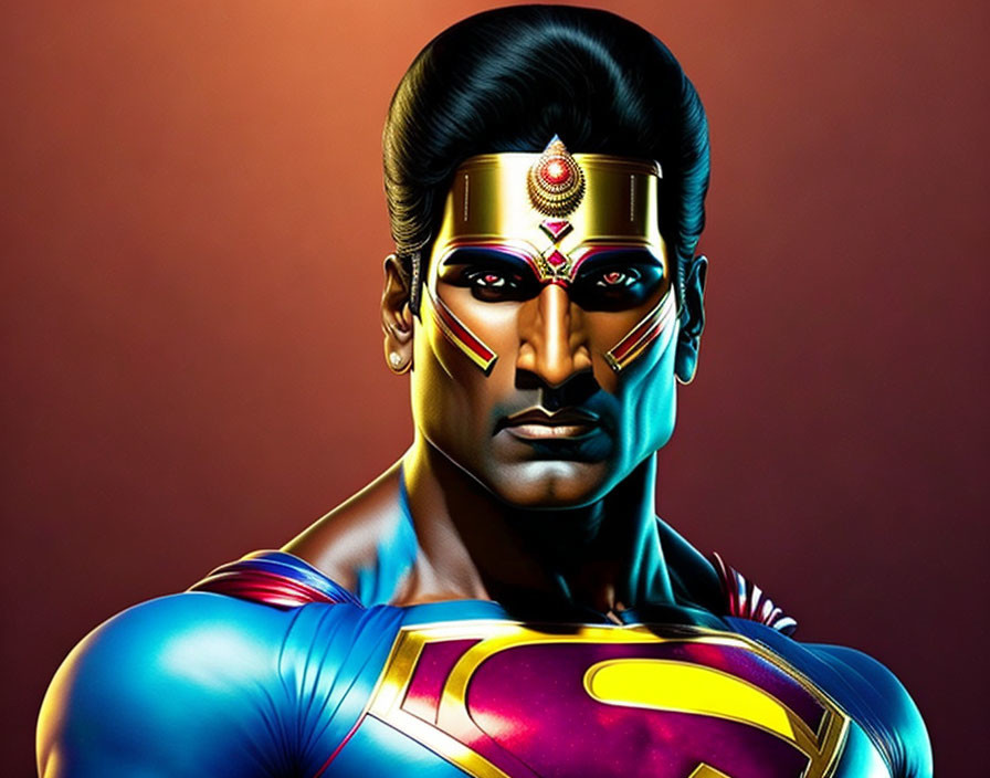 Superhero Illustration with Traditional Indian Adornments