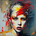 Colorful Abstract Portrait with Paint Strokes and Smudges