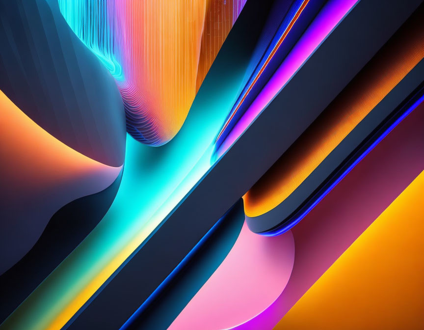 Vibrant flowing ribbons in abstract digital art