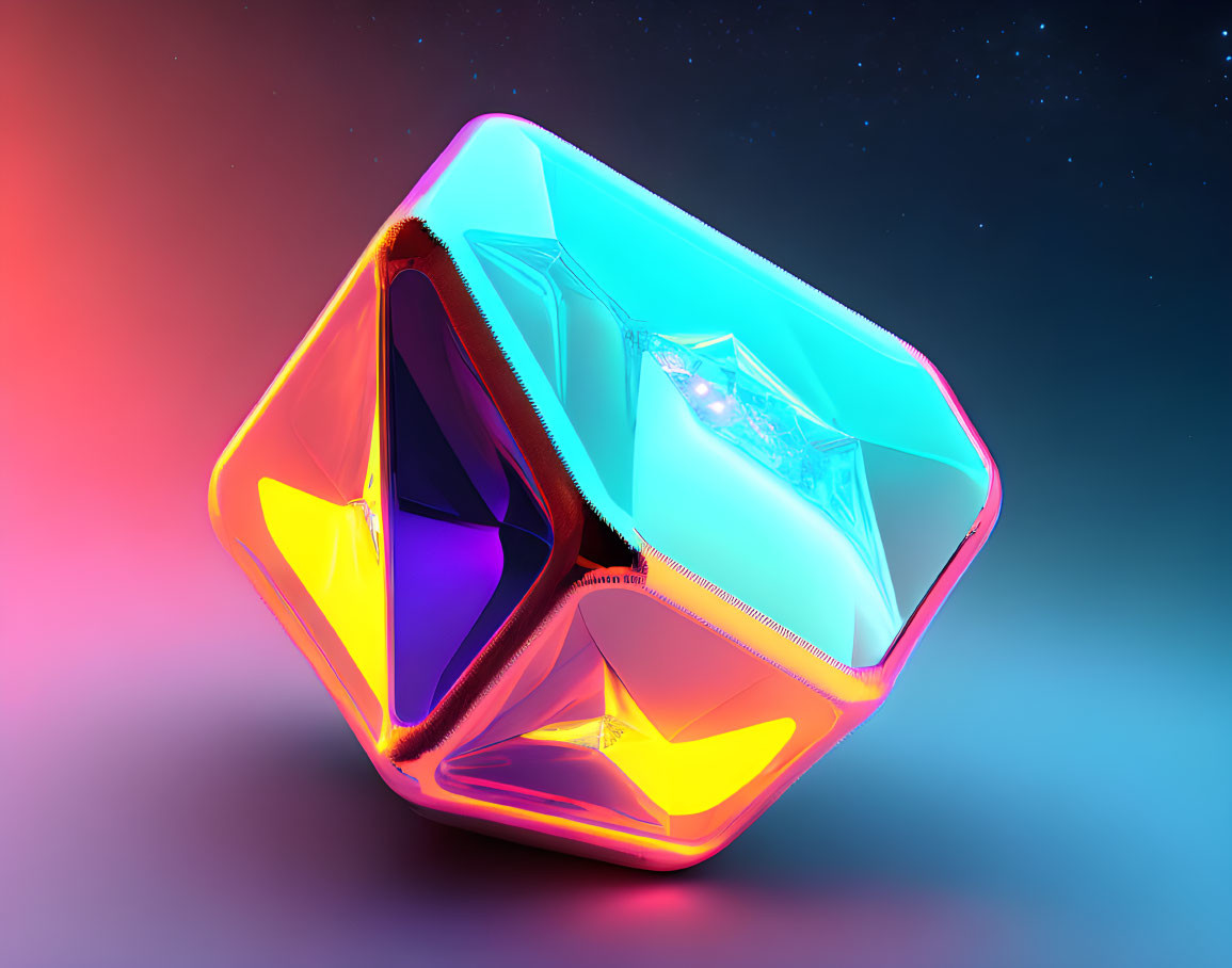 Colorful Translucent Geometric Shape in 3D Render