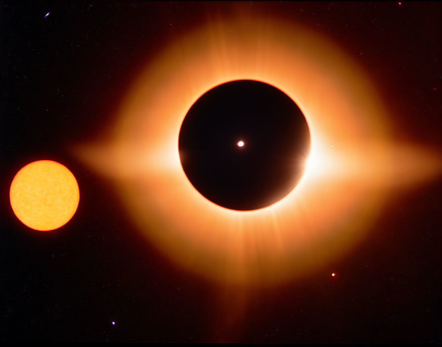 Solar Eclipse with Glowing Corona and Bright Sun