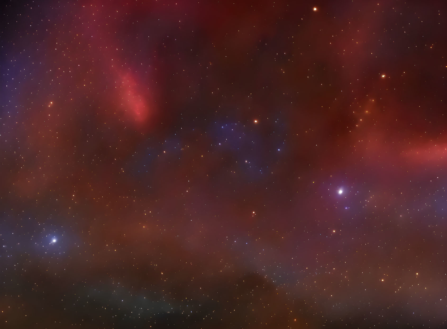 Interstellar Dust and Gas Clouds in Red and Blue Hues