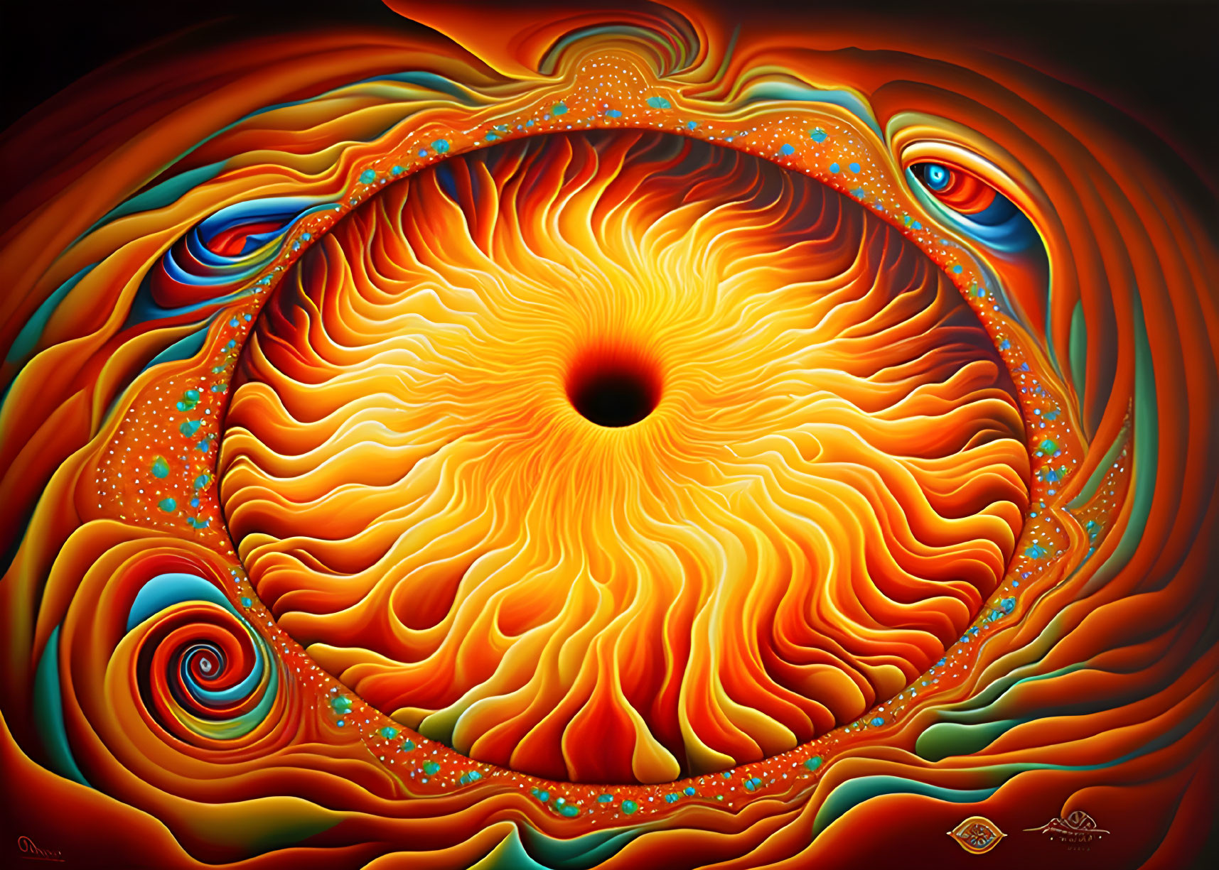 Colorful Psychedelic Eye Artwork with Fiery Patterns