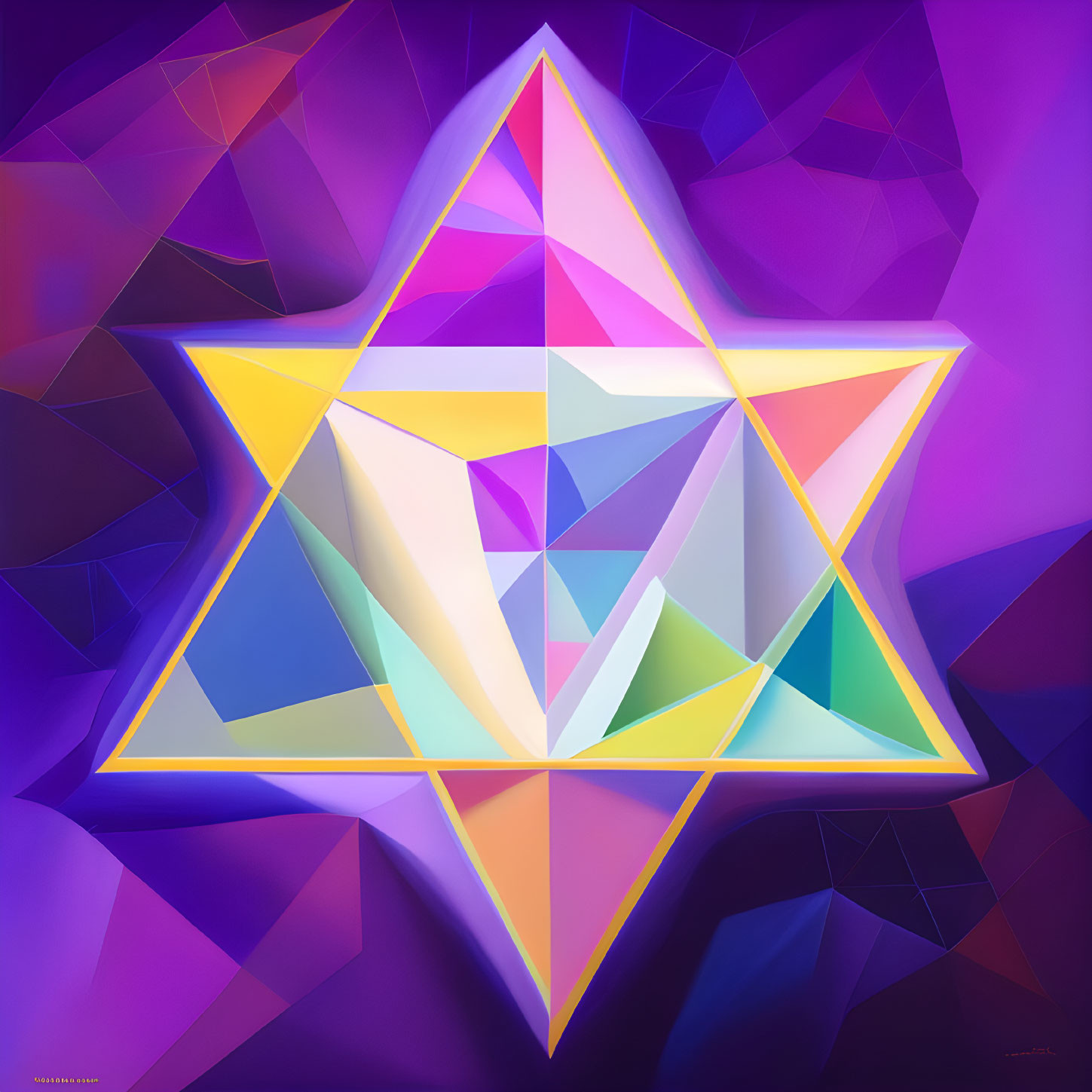 Abstract Multicolored Star Shape on Purple Background