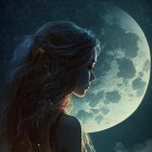 Woman's profile merged with cosmic background showcasing celestial connection