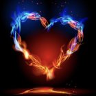 Colorful Heart-shaped Splash Art on Dark Background