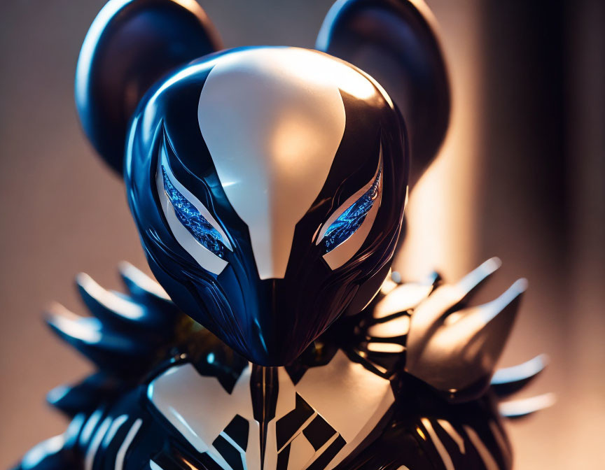 Black Panther-themed collectible figurine with Mickey Mouse ears on warm background