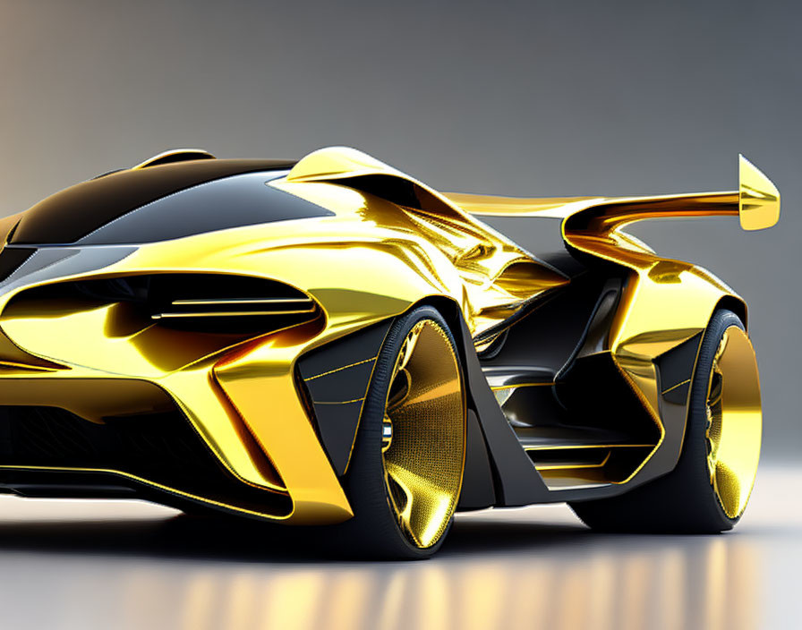 Sleek Golden Sports Car with Futuristic Design