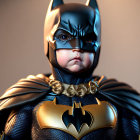 Detailed Baby Batman Figure with Textured Costume and Serious Expression