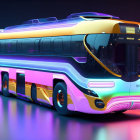 Sleek double-decker bus with futuristic design and neon accents