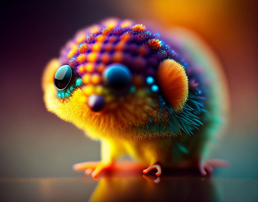 Colorful Creature with Spiky Fur and Large Eyes