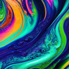 Colorful Abstract Swirling Patterns in Blue, Yellow, Orange, and Pink