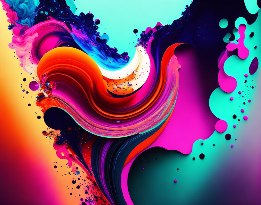 Colorful Abstract Swirl in Orange, Blue, Pink, and Purple