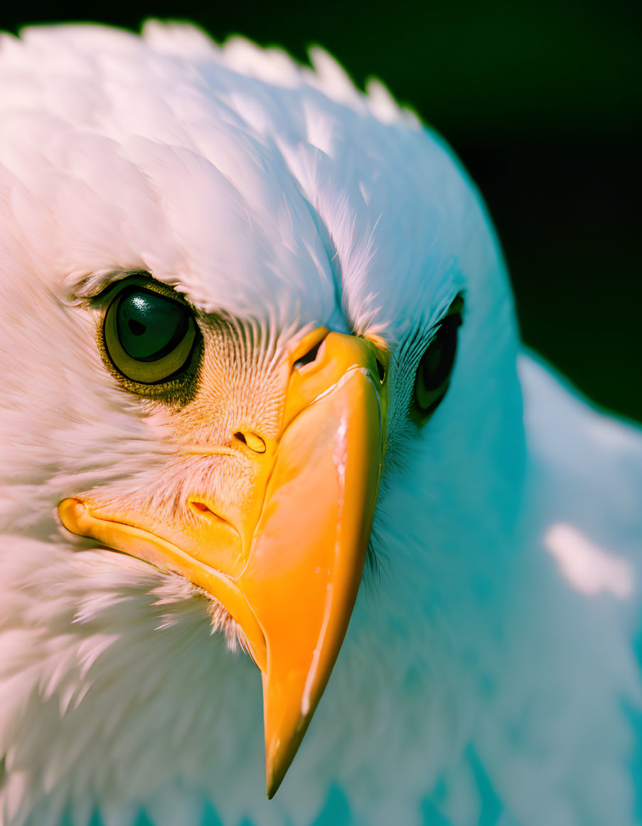 Detailed Bald Eagle Close-Up: Sharp Yellow Beak, Intense Gaze