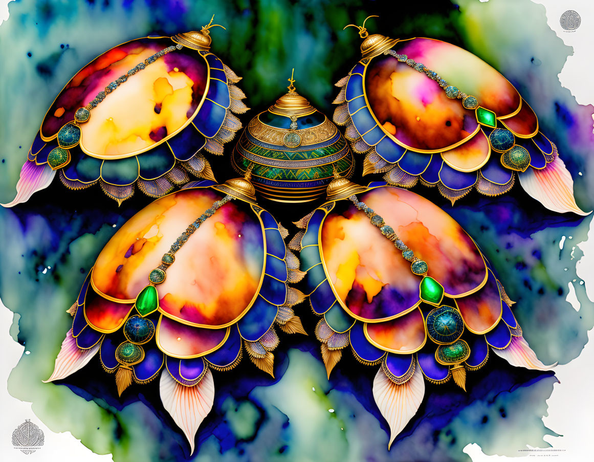 Vibrant butterfly art with jewel-like wings on textured background