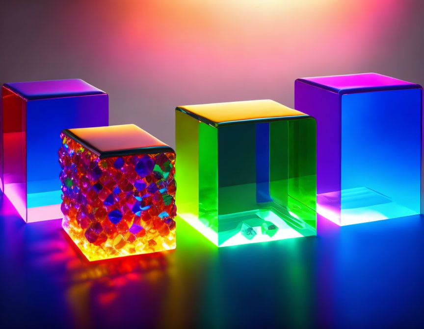 Translucent Cubes with Crystal-like Structure and Vibrant Lights