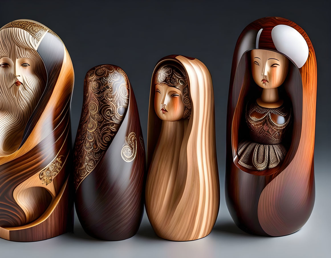 Intricately Designed Matryoshka Dolls with Detailed Features