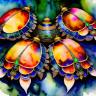 Vibrant butterfly art with jewel-like wings on textured background