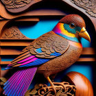 Detailed Wooden Bird Carvings on Elaborate Branches