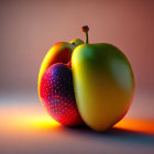 Vibrant Fruit Fusion Image with Apple, Pepper, Lemon, and Strawberry